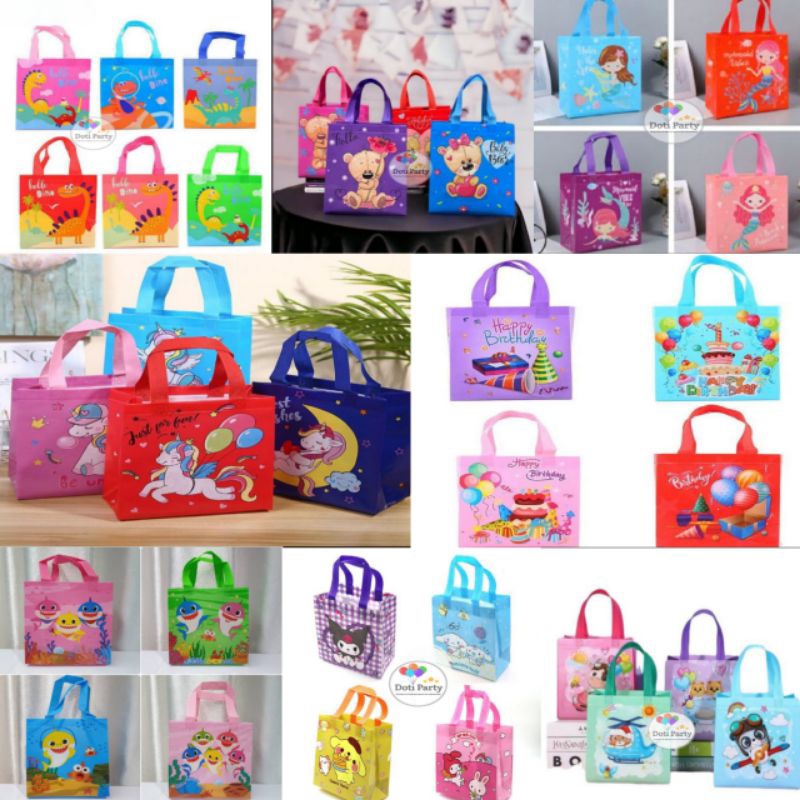

( 12pcs ) Tas Souvernir Ulang Tahun Anak / Goodie Bag / Aneka Motif Tas Ulang Tahun / Tas Hampers - S