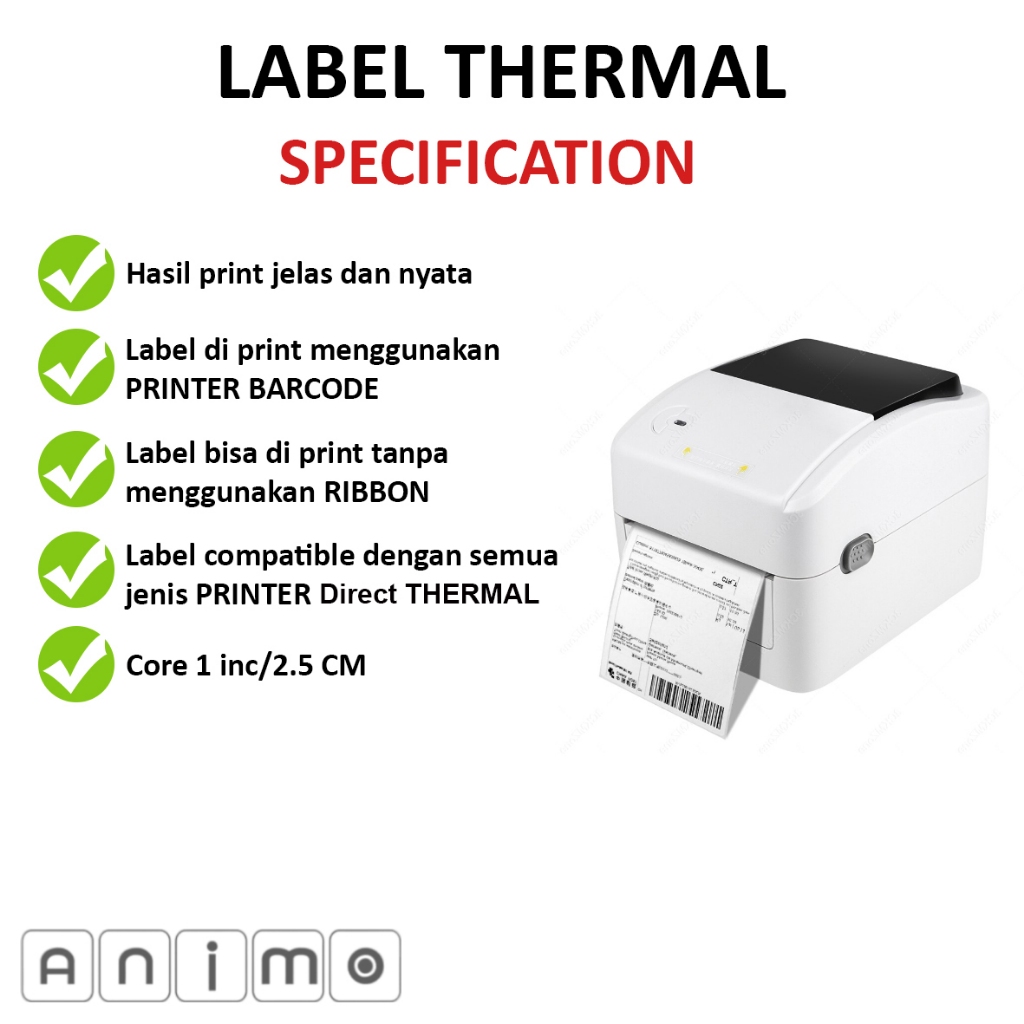 

LABEL THERMAL 70X50 = 1.000 Pcs - BARCODE Thermal 70 X 50 MM - 70 mm X 50 mm - 7 x 5 cm ISI 1000 PCS