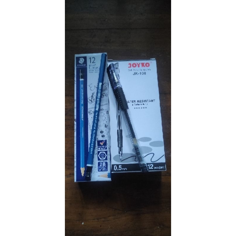 

pulpen joyko jk 100 + pensil stadlear pulpen tinta pensil ulangan
