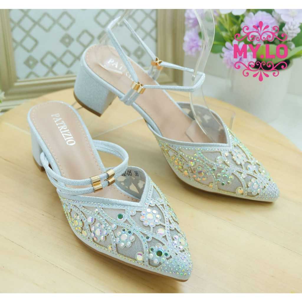 SANDAL PESTA WANITA SENDAL HAK TAHU WEDGES SELOP KEBAYA PENGANTIN PEREMPUAN SLOP WEDDING SEPATU WISU
