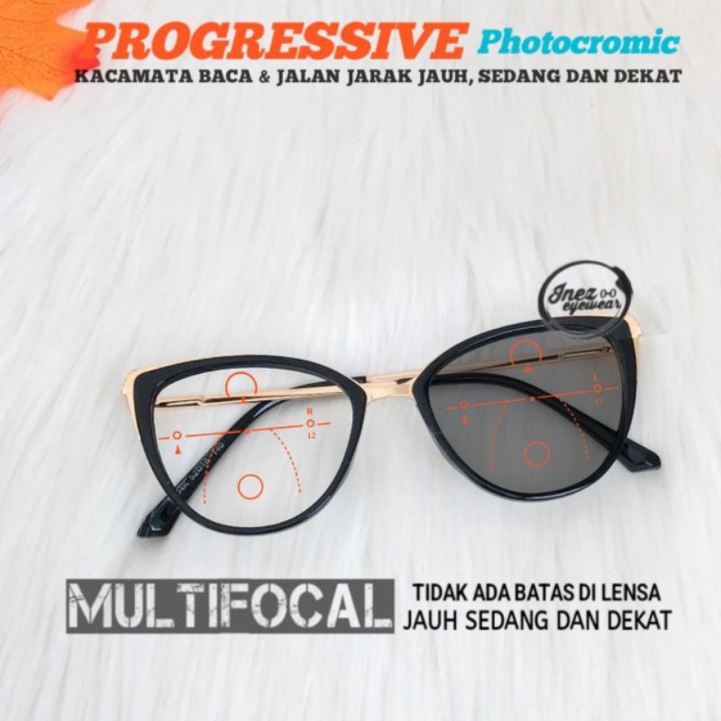 Kacamata Progresif Photocromic Cat eye | Kacamata Baca Dan Jalan photocromic | Kacamata 5234k