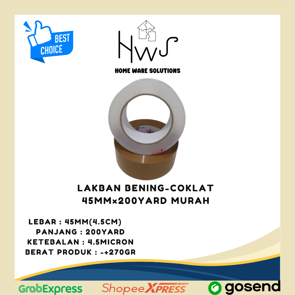 

Lakban Bening-Coklat 45mm×200yard Murah