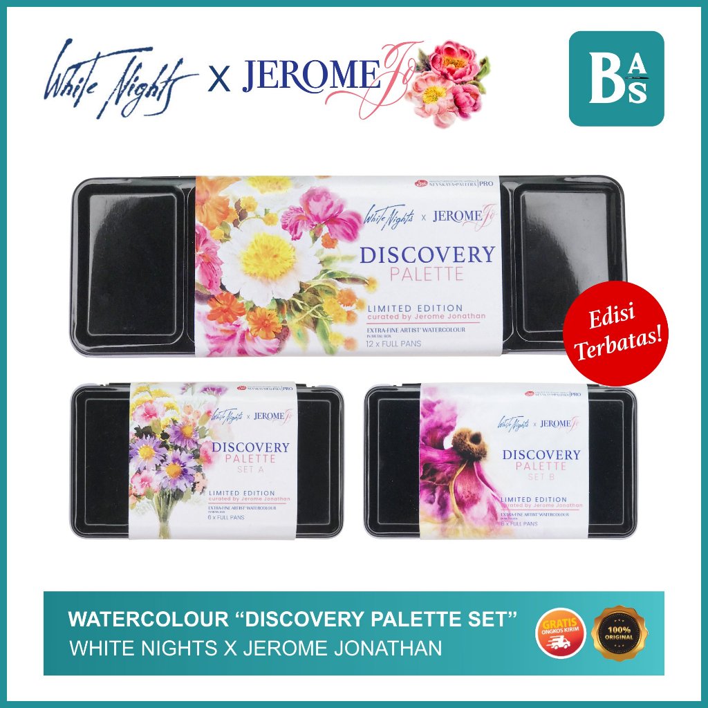 

Nevskya Palitra Limited Edititon White Night x Jerome Jonathan Watercolour Discovery Set / Cat Air Set Terbatas dari Bali Art Supplies