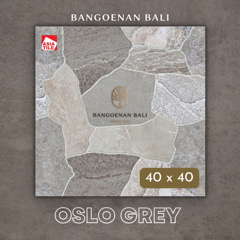 Keramik Lantai ASIA TILE Oslo Grey Kw A - Abu Abu Motif Batu Kasar