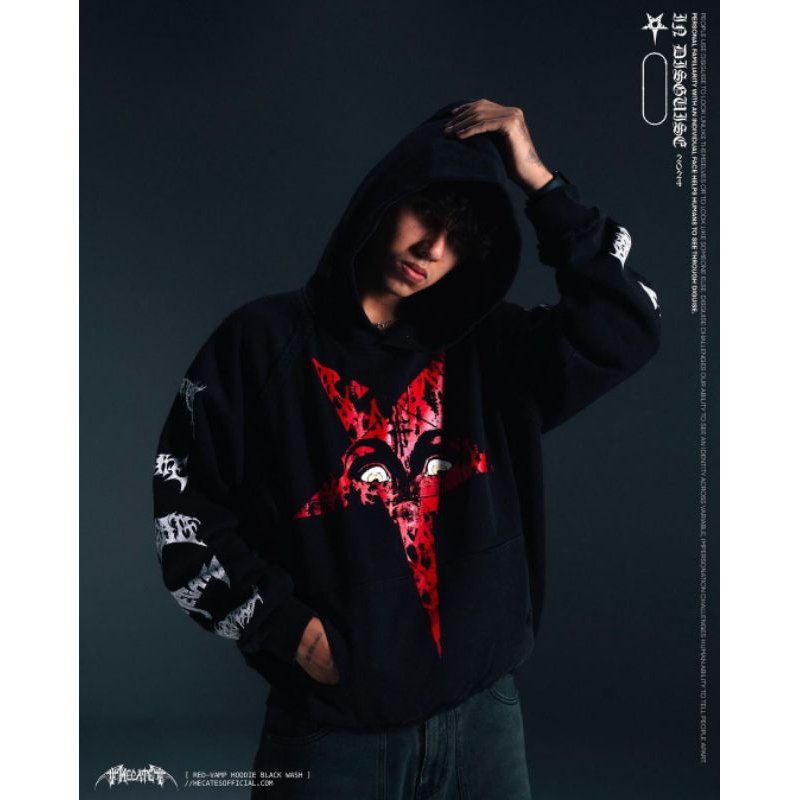 Hecates Red Vamp Boxy Hoodie Black Original Drop 20