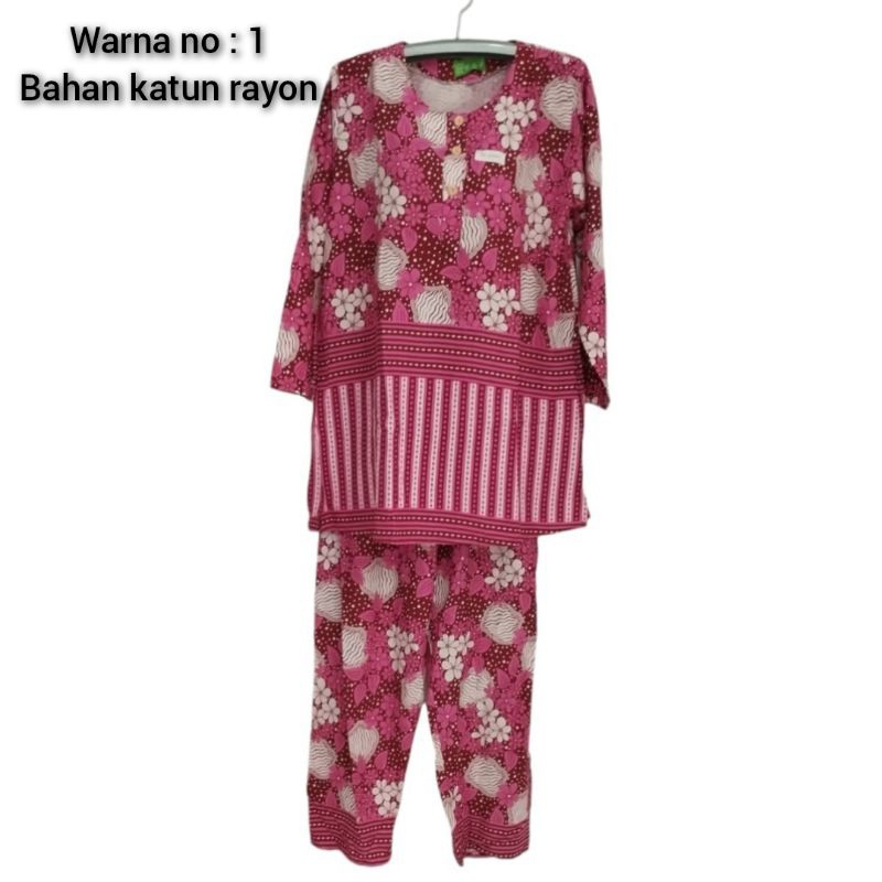 Setelan / stelan baju tidur wanita lengan panjang celana panjang ( piyama / pajamas ) bahan katun ra