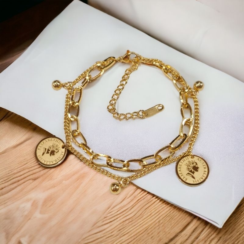 Gelang Tangan Rantai Wanita Model Koin Australia