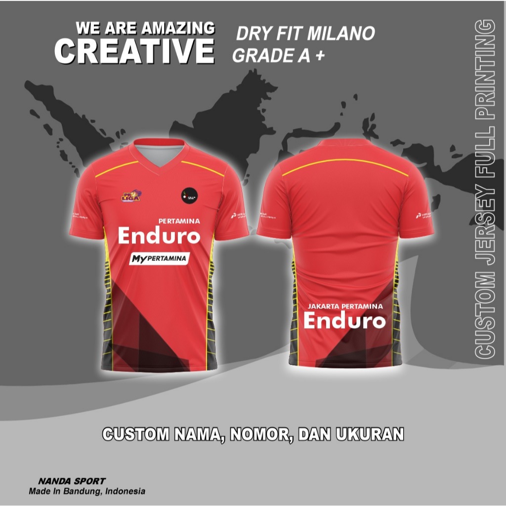 JERSEY PROLIGA PERTAMINA ENDURO PERTAMAX CUSTOM BISA PAKAI NAMA DAN NOMOR SENDIRI