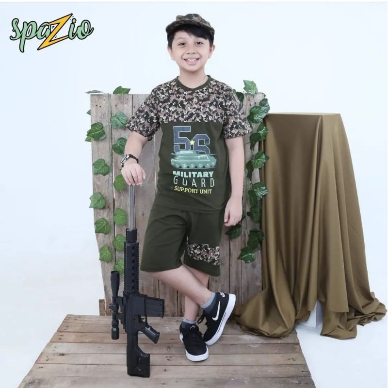 SPAZIO SETELAN ANAK ARMY SERIES setelan gaya tentara kaos tentara kaos army