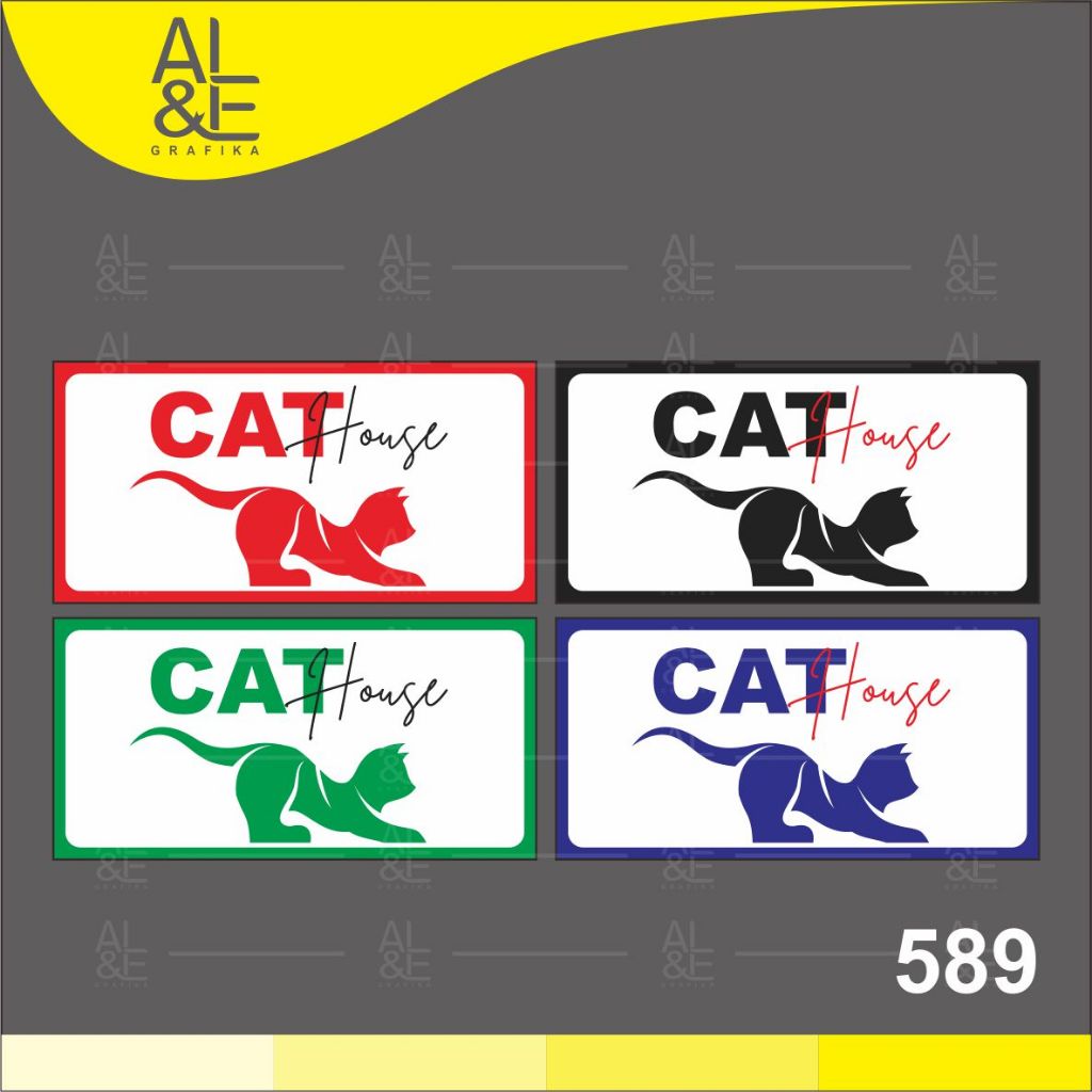 

589 - Stiker Cat House (Tempat Hewan Peliharaan), Sticker Vinyl, Premium, Tahan Air