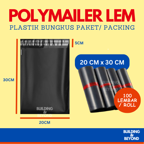 

POLYMAILER WARNA HITAM EKONOMIS 20 x 30 CM POLIMAILER BUNGKUS PAKET ONLINE PACKING ISI 100 LEMBAR PCS