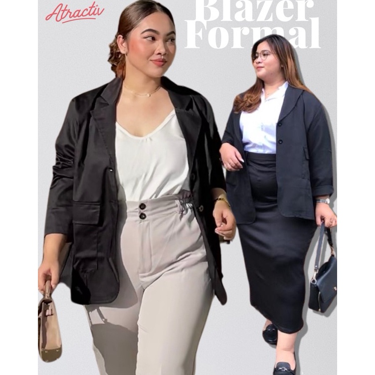 Promo ATRACTIV Blazer Sidang Jumbo wanita Jas Sidang Bigsize Blazer Hitam Jumbo Wanita XXL XXXL 5L 7