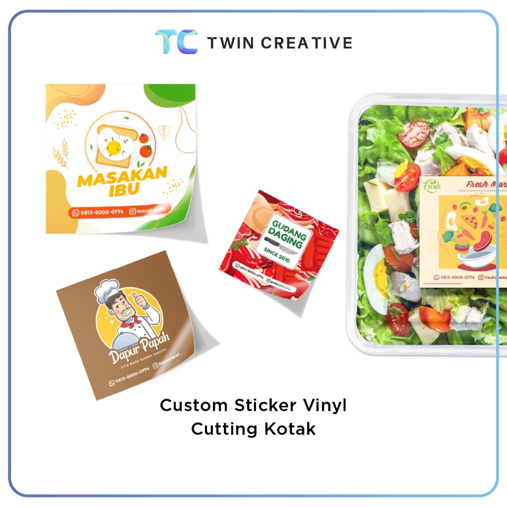 

Twindigital Custom Sticker Vinyl / Cetak Stiker Label Toples Anti Air - Stiker Vinyl Kotak Satuan