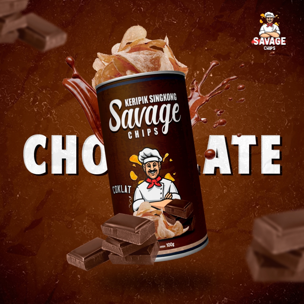 

SAVAGE CHIPS - Keripik Singkong Rasa Coklat / Cemilan - Snack