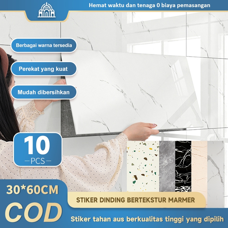10PCS 3D Stiker Dinding Marmer Foam (Perekat Diri) 30*60cm - Dekorasi Dinding Tahan Air