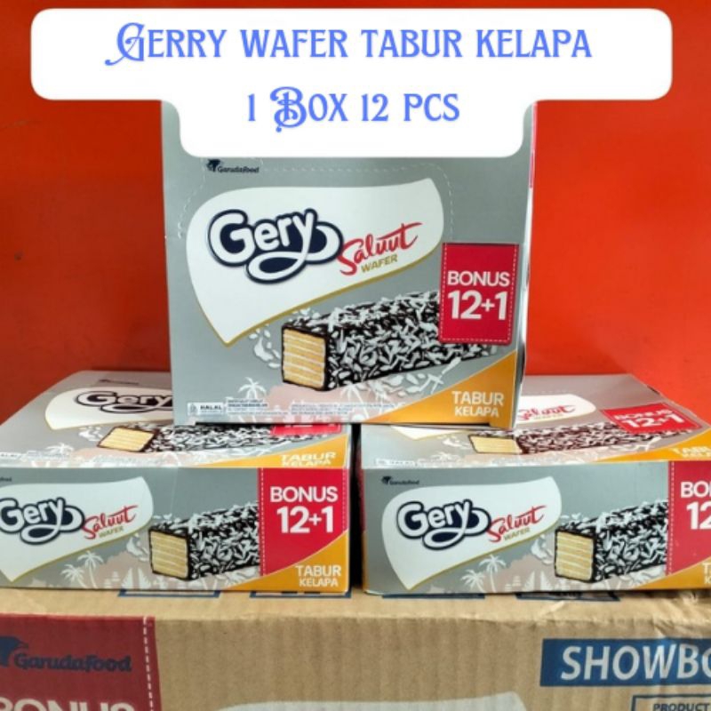 

Aneka Snack Cemilan Murah Gerry Saluut Wafer Tabur Kelapa 1 Box 12 Pcs