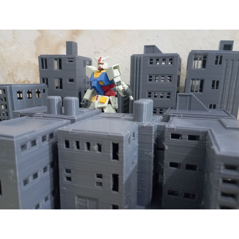 diorama gedung, miniatur gedung cocok untuk gundam skala 144. versi 1 normal