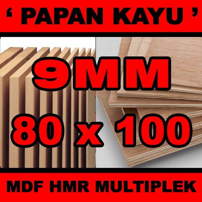 Papan mdf multiplek tebal 9mm ukuran 80x100cm