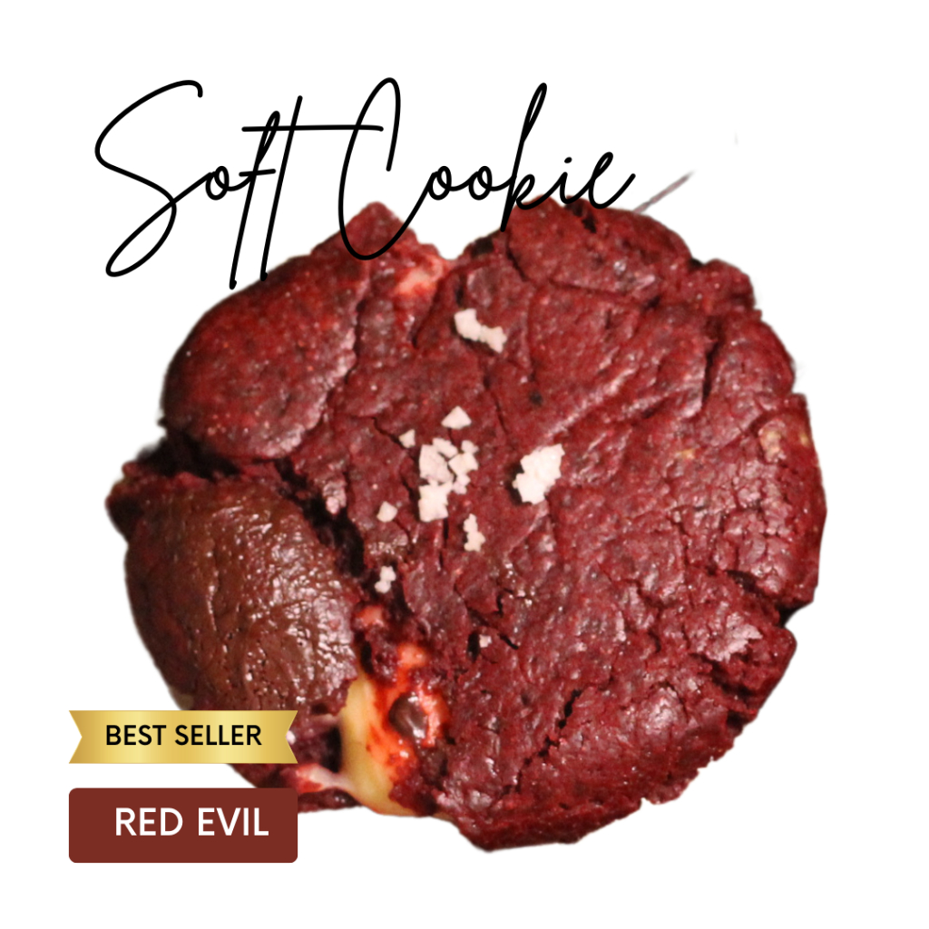 

RED EVIL COOKIES Soft Baked Cookies | Soft Cookies Red Velvet | Premium Ingredients | Red Velvet Cookies