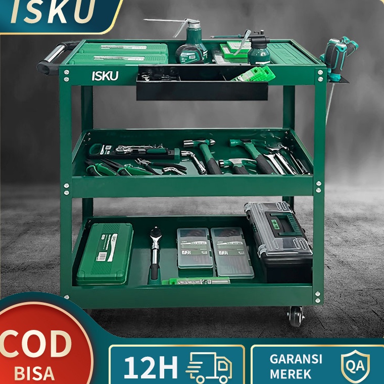 Modern ISKU Alat Perkakas TrollyTrolly Bengkel Rak 3 Susun Trolly Trolley Perkakas Tools