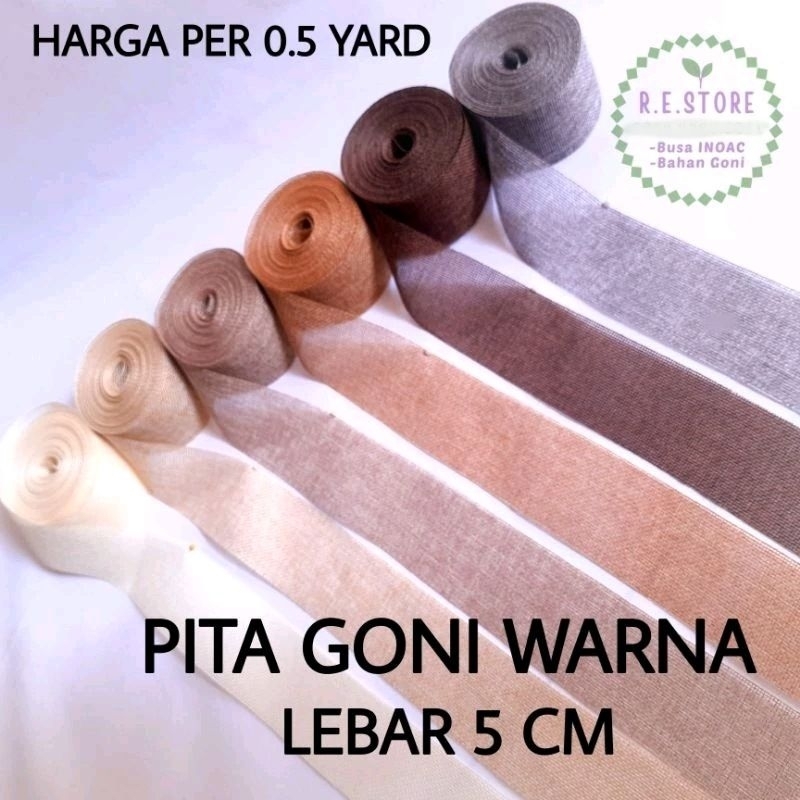 

[PER 0.5 YARD] Pita Goni Warna 5 CM Impor-Burlap Jute Ribbon-Tali Goni Gift Wrap Hampers Decoration