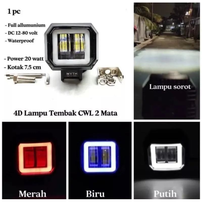 promo LAMPU TEMBAK DAYMAKER MINI 2 MATA / LED CWL DAYMAKER 2 MATA MODEL KOTAK