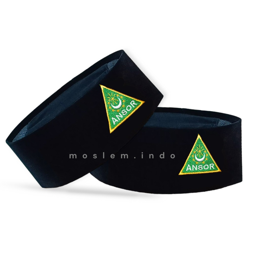peci kopiah songkok ac hitam bordir logo ansor