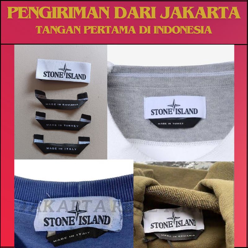 Tag leher woven label stone isIand murah