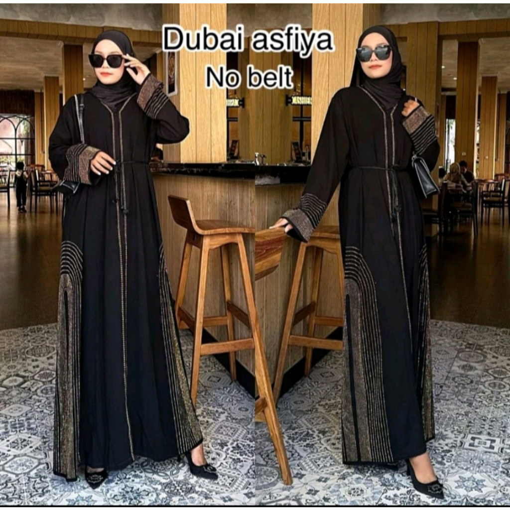 gamis abaya wanita arab hitam asfiya