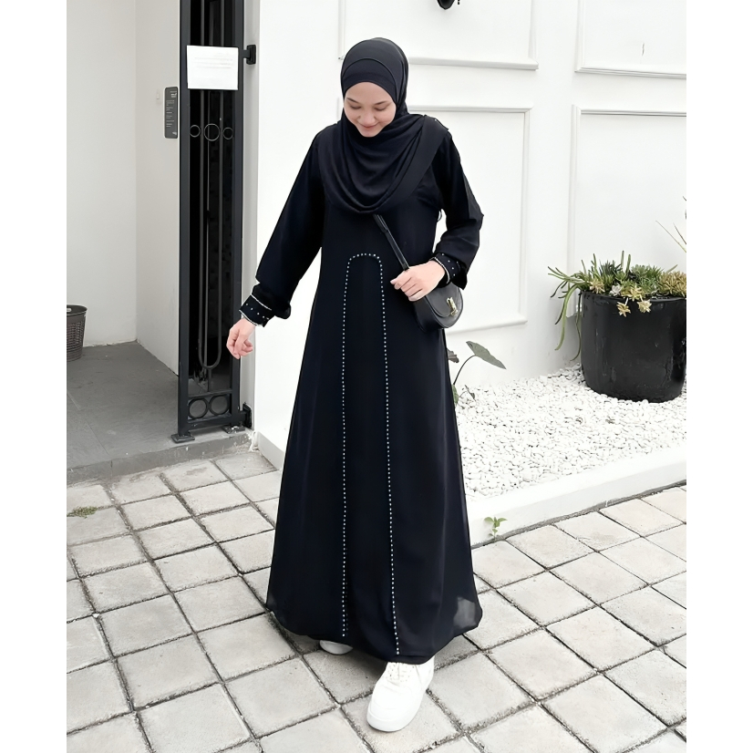gamis abaya wanita arab rugaya bahan jetblack saudi tidak terawang adem nyaman