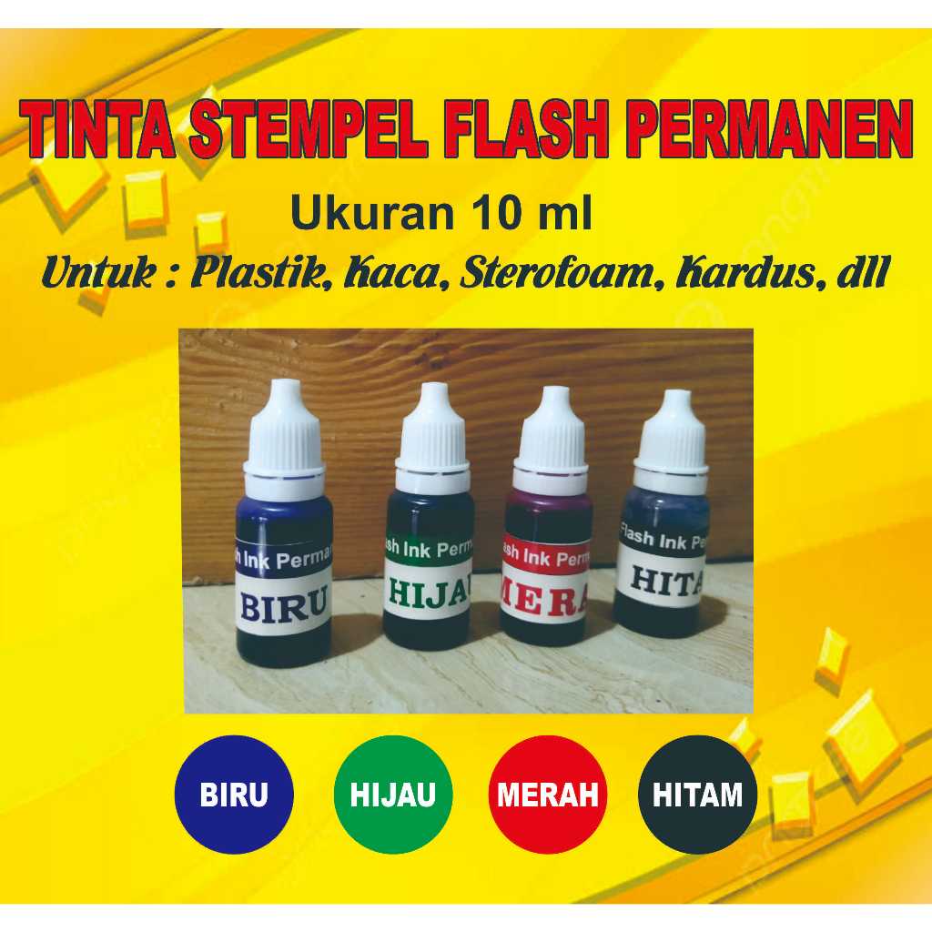 

Tinta Stempel Flash Permanen, Waterproof, Media Plastik 10 ML