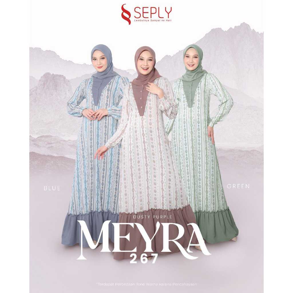 Seply Meyra 267 Blue, Dusty Purple , Green / Gamis Seply Meyra 267 Terbaru