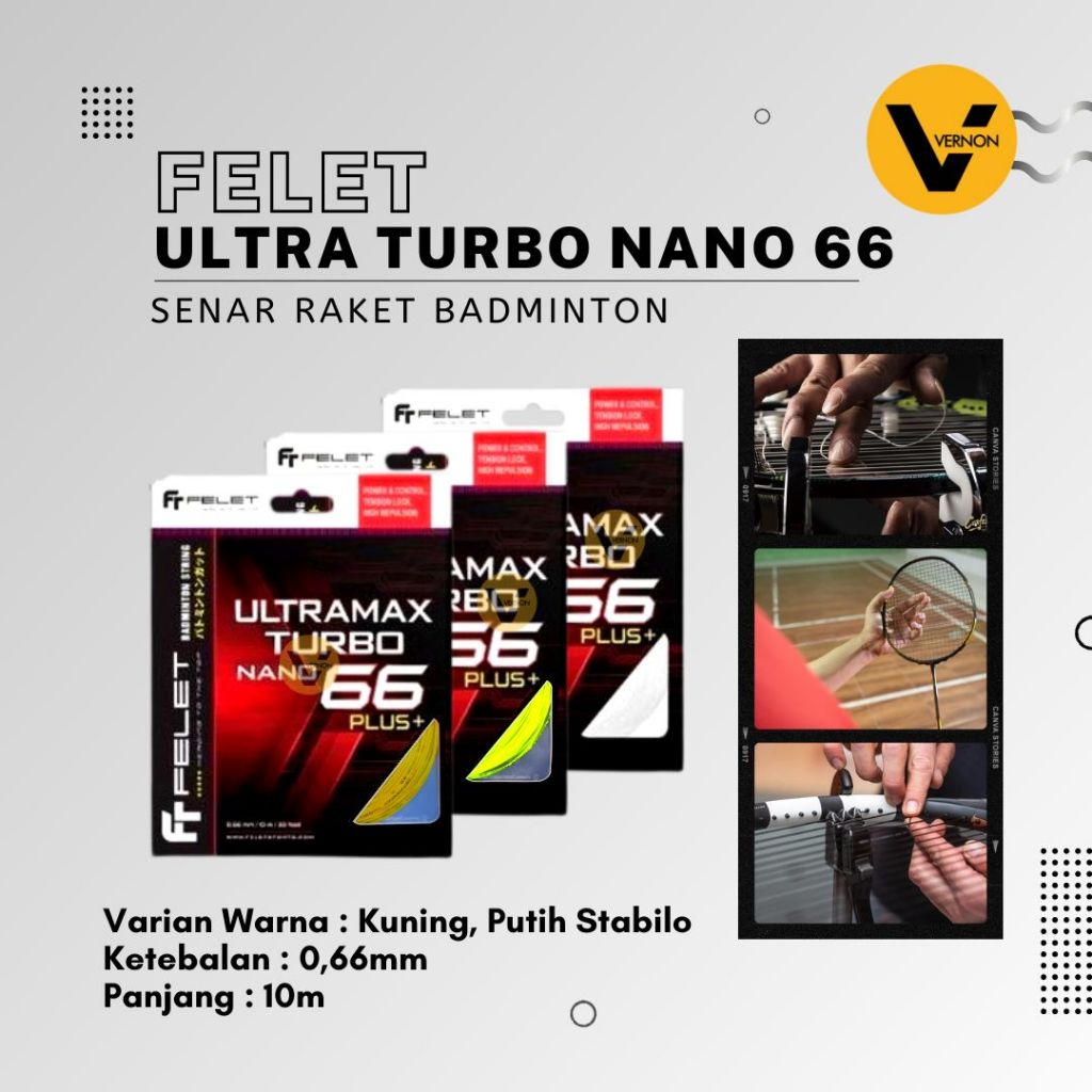 Senar Raket Badminton FELET Ultramax Turbo Nano 66 Felet String Raket