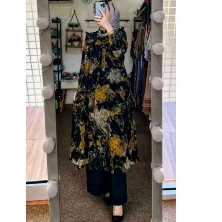 SETELAN CELANA TUNIK SET TUNIK RAYON SETELAN ABSTRAK SETELAN KULOT MARMER