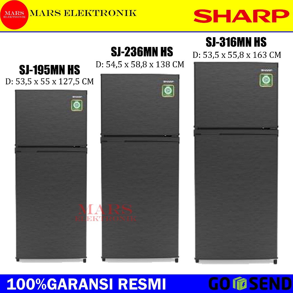 KULKAS SHARP SJ-195MN HS / SJ-236MN HS / SJ-316MN HS / 152 LITER - 205 LITER - 256 LITER - KULKAS 2 