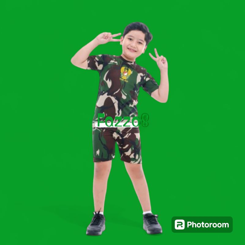 baju setelan loreng  pendek anak laki laki/ baju TNI AD