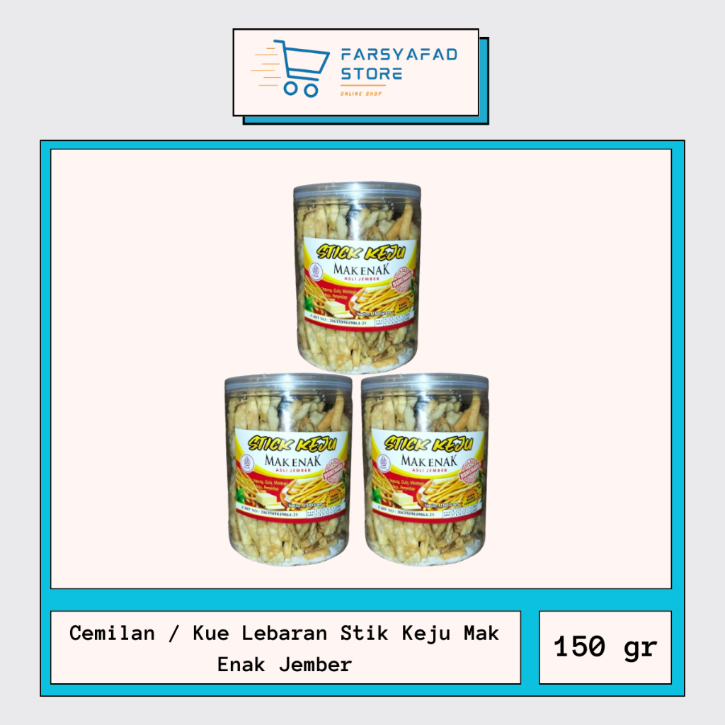 

Cemilan Stik Keju Mak Enak Asli Jember Ukuran 150 gr Kemasan Toples