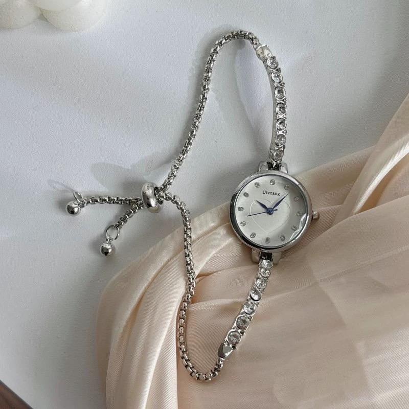 ULZZANG - Jam Tangan Serut Ulzzang Bulat Love Diamond 01 Jam Tangan Wanita Fashion