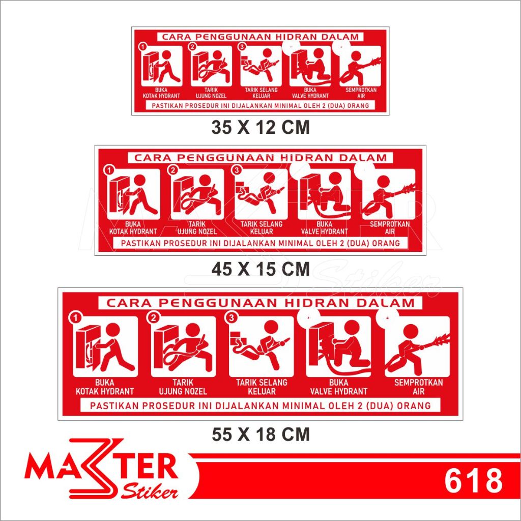 

618 - Stiker Rambu K3 Cara Penggunaan Hidran Dalam, Sticker Vinyl, Tahan Air, Termurah, Bisa Custom