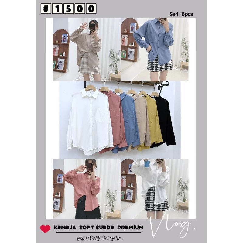 London Girl kemeja wanita Import Blouse Katun Soft Suede Polos