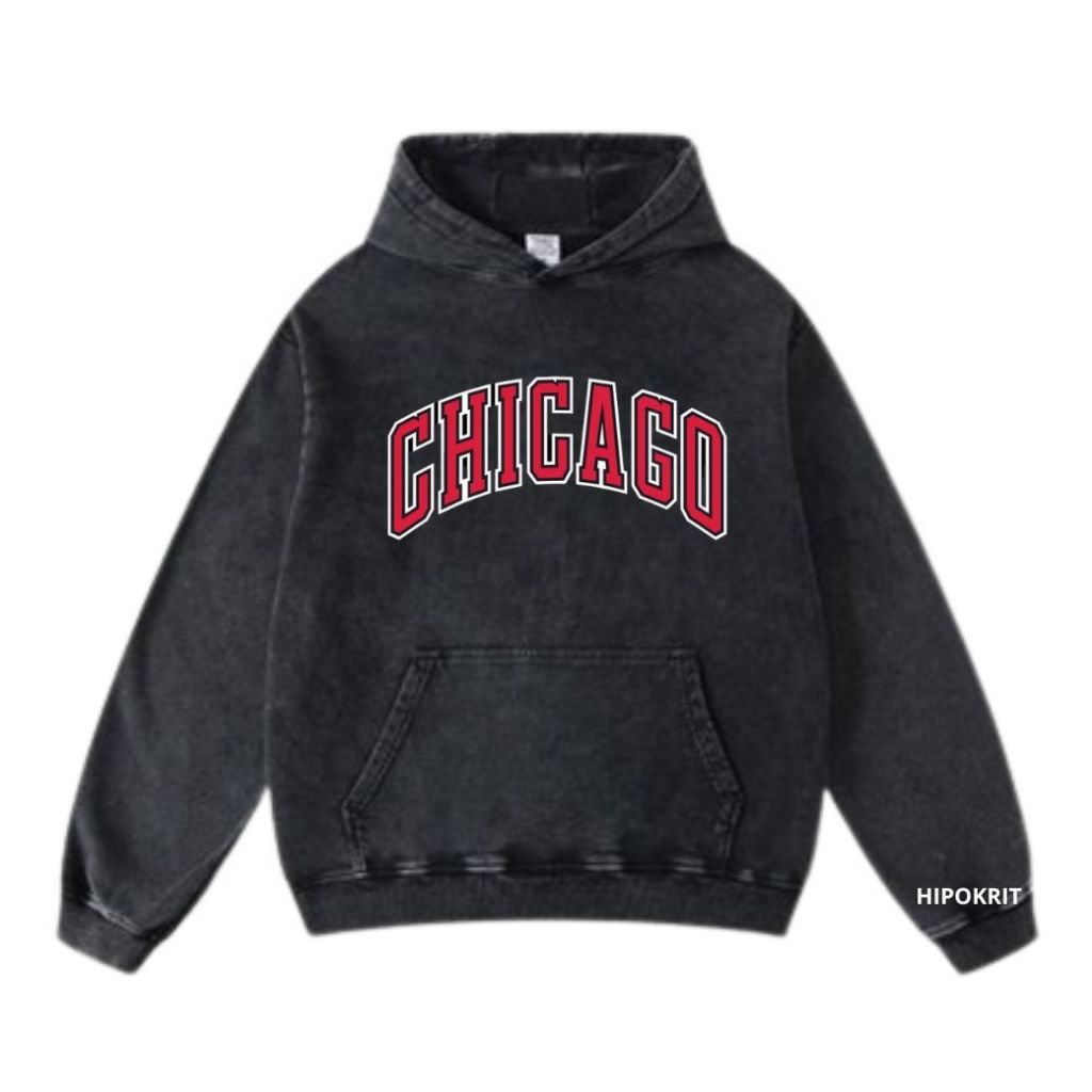 Sweater Hoodie Black Washing Chicago