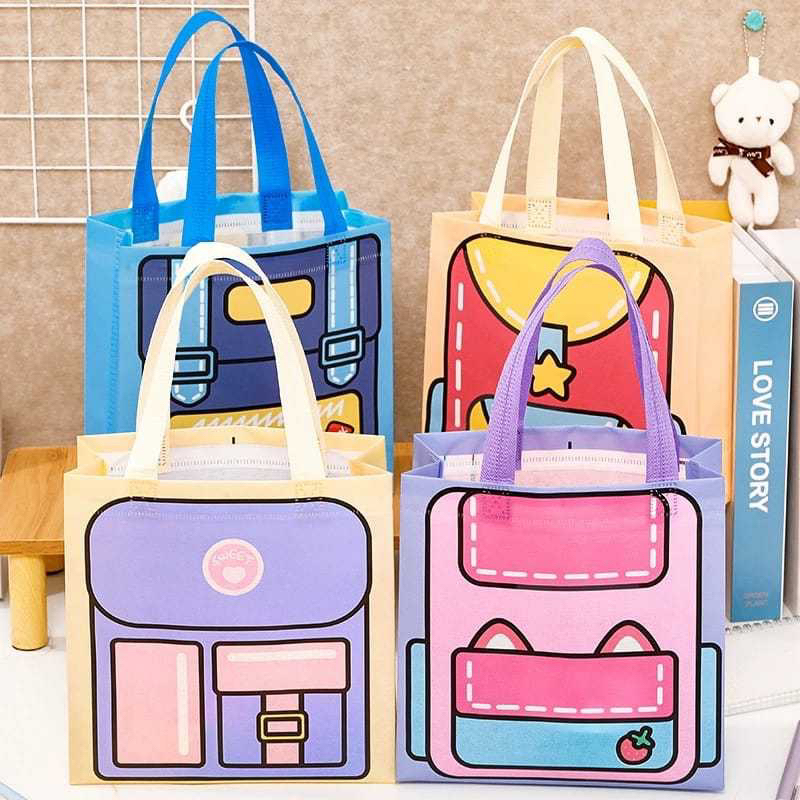

TAS GOODIE BAG ULANG TAHUN / GOODIE BAG HAMPERS WATERPROOF WOOVEN ULANG TAHUN / KEMASAN HADIAH SUVENIR SNACK ANAK SEKOLAH RANSEL / TAS TENTENG HANDLE