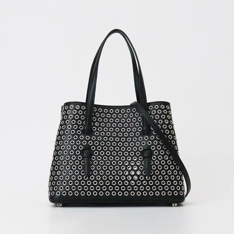 Original Alaia Mina 25 Eyelets Small Tote Bag in Calfskin Leather