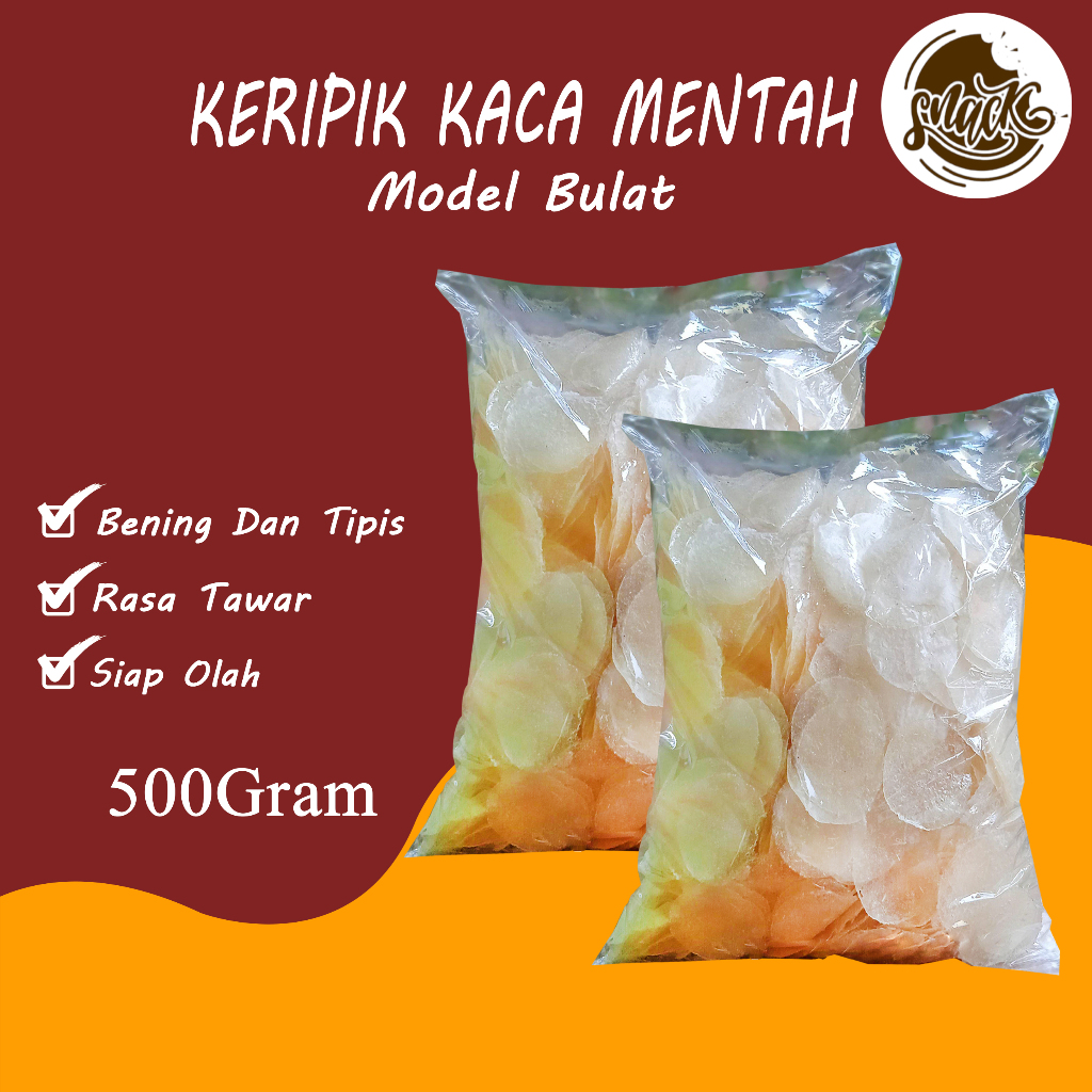 

Keripik Kaca Mentah Bulat Kemasan 500 Gram