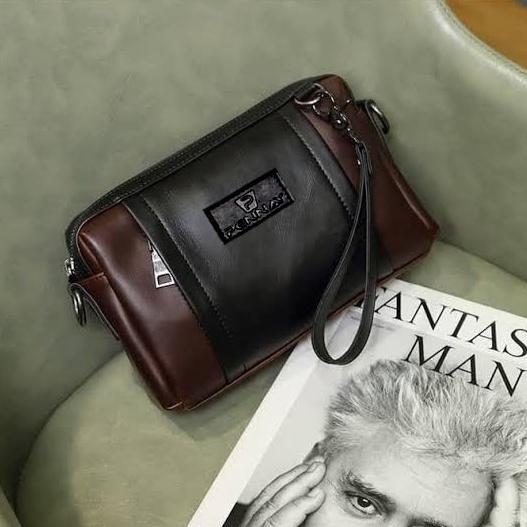 Bagus Dipakai Pennay Clucth Bag  Tas Tangan Kulit Pria DarkBrown V775  Tas Tangan Tas Slempang Kulit