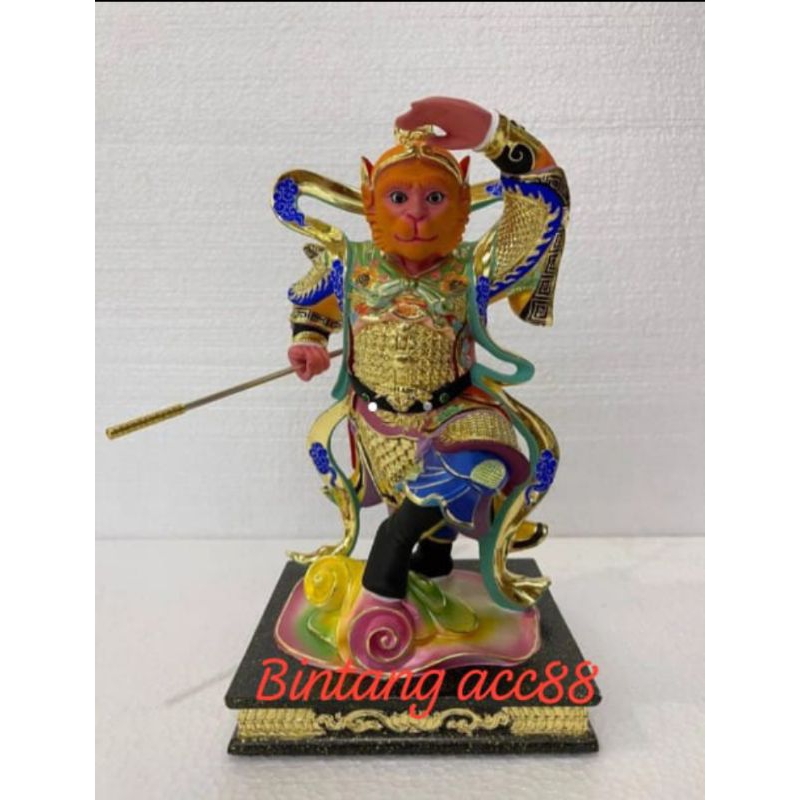 patung dewa kera sakti/ sun go kong- kayu taiwan - 12inch - l24