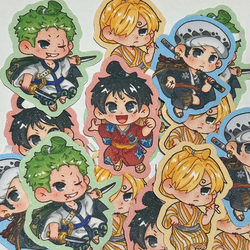 

One Piece Stiker Glitter stiker anime lucu