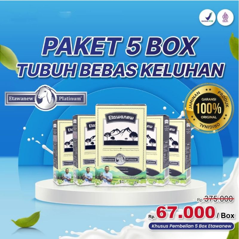 

ETAWANEW (PAKET 5 BOX) - Susu Kambing Etawa Kualitas Terbaik Mengatasi Permasalahan Tulang Dan Sendi