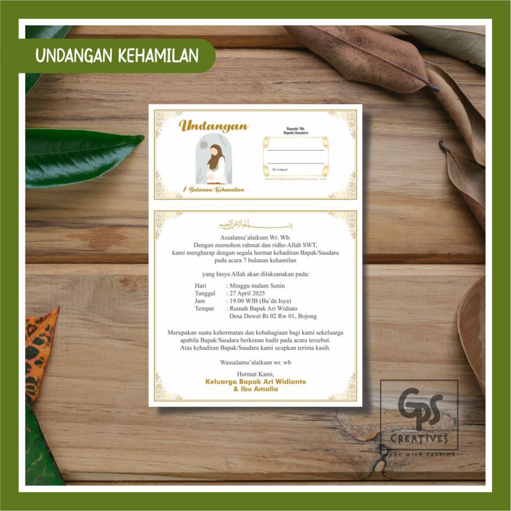 Undangan HVS Tasyakuran Kehamilan 4 Bulan 7 Bulanan Syukuran Mitoni