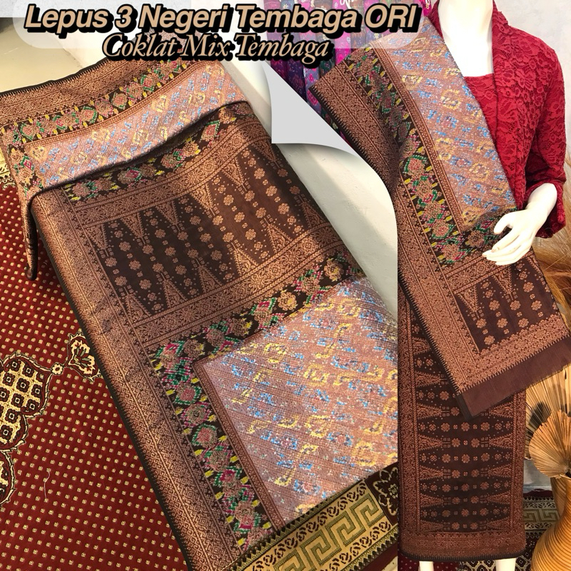 Songket Lepus 3 Negeri Tembaga ORI Coklat Mix Tembaga-Asli Tenun Tangan Palembang( Ilham Songket)